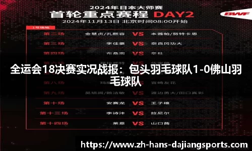 全运会18决赛实况战报：包头羽毛球队1-0佛山羽毛球队